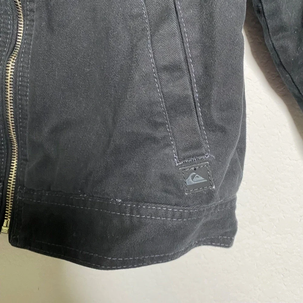Quiksilver Boys Sherpa Lined Black Denim Bomber Jacket Size‎ 7X Streetwear